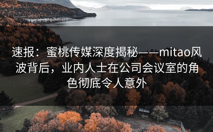 速报：蜜桃传媒深度揭秘——mitao风波背后，业内人士在公司会议室的角色彻底令人意外