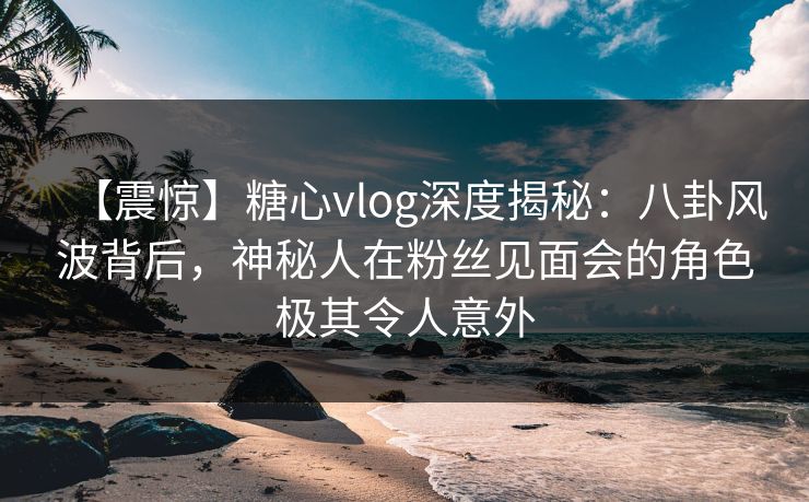 【震惊】糖心vlog深度揭秘：八卦风波背后，神秘人在粉丝见面会的角色极其令人意外