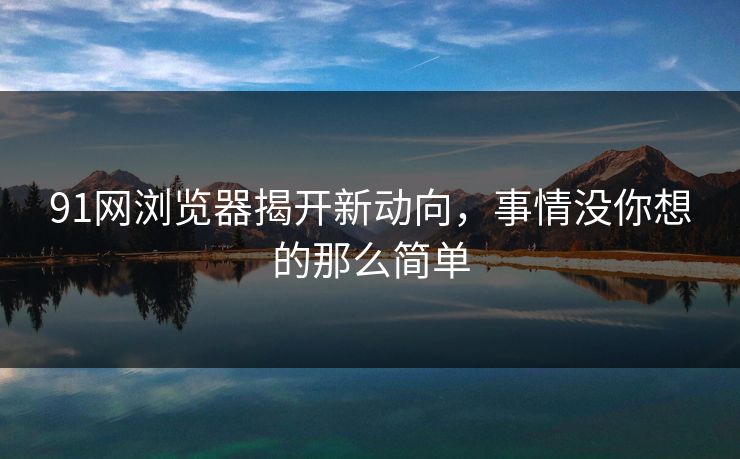 91网浏览器揭开新动向，事情没你想的那么简单